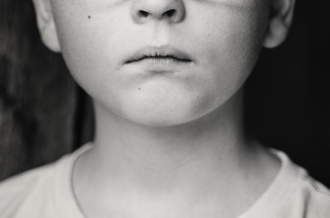 depressed black and white child photo